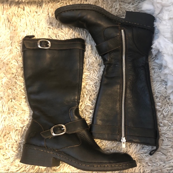 born womens black leather boots